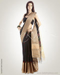 MSO-1621 - Black & Beige Pure Cotton Saree