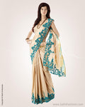 MSO-1688 - Beige & Blue Pure Tussar Silk Saree