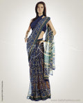 MSO-1764 - Blue & Beige Faux Georgette Saree