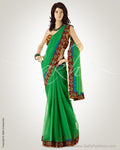 MSO-18217 - Green & Multi Supernet Saree