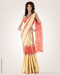 MSO-21178 - Beige & Peach Pure Tussar Silk Saree