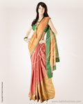 MSO-22321 - Peach & Multi Pure Tussar Silk Saree