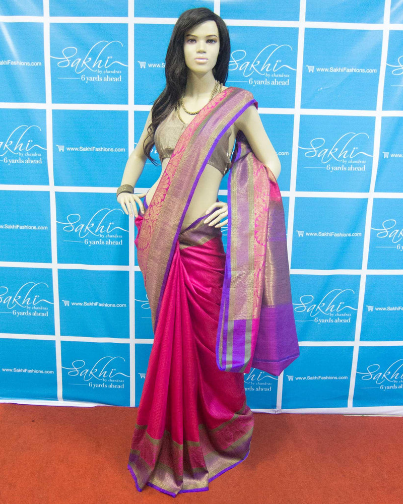 MSO-23383 - Pink & Gold Pure Banarasi Silk Saree