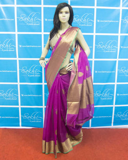 MSO-23387 - Pink & Gold Silk & Cotton Saree