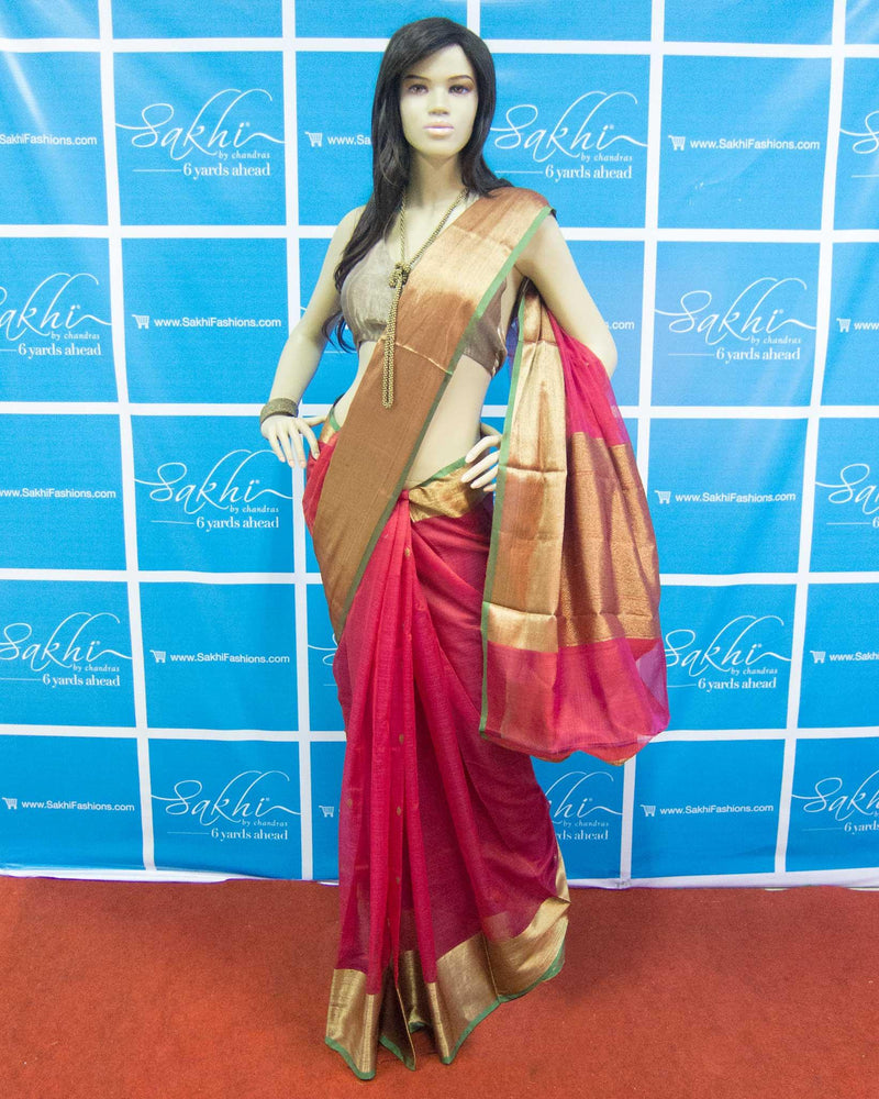 MSO-23388 - Red & Gold Silk & Cotton Saree
