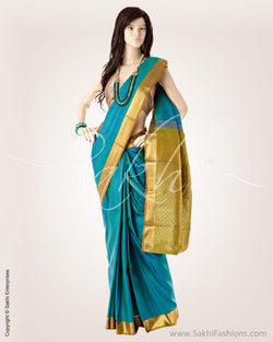 MSO-24490 - Blue & Green Pure Kanchivaram Silk Saree