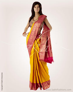 MSO-24494 - Yellow & Pink Pure Kanchivaram Silk Saree