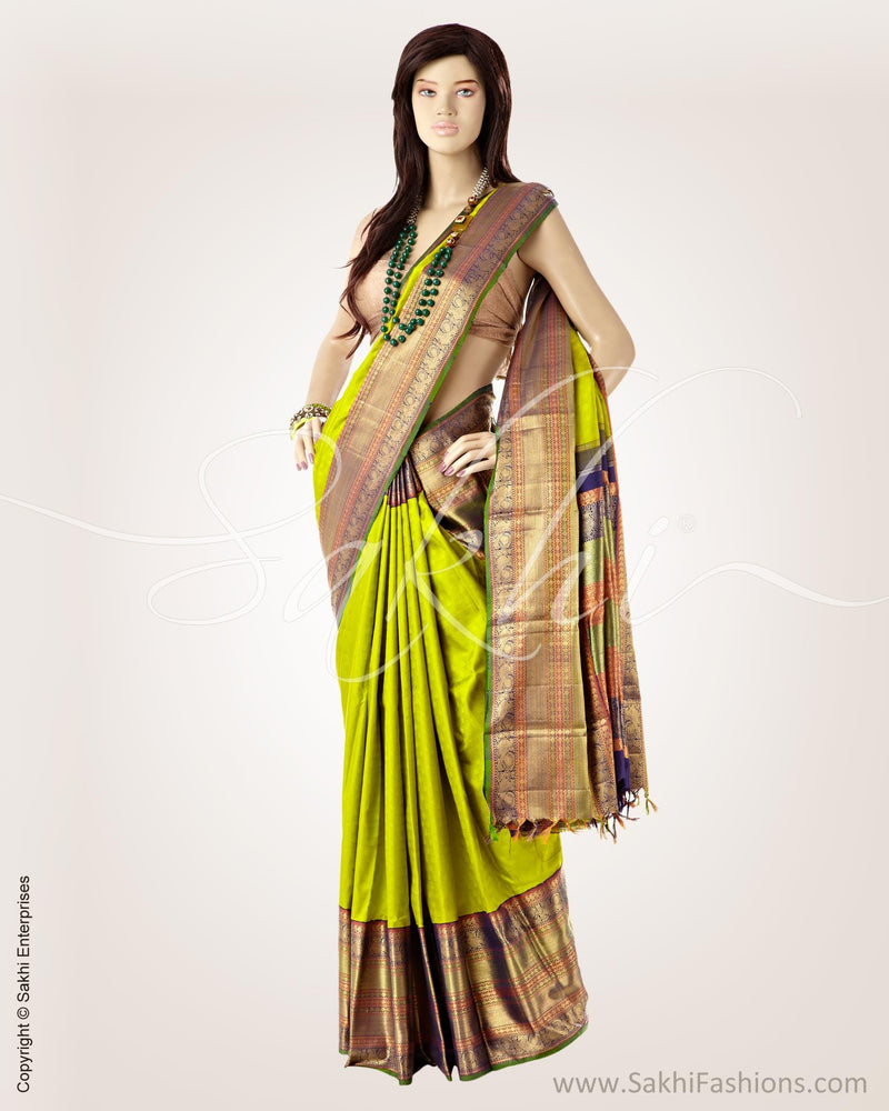 MSO-24497 - Green & Multi Pure Kanchivaram Silk Saree