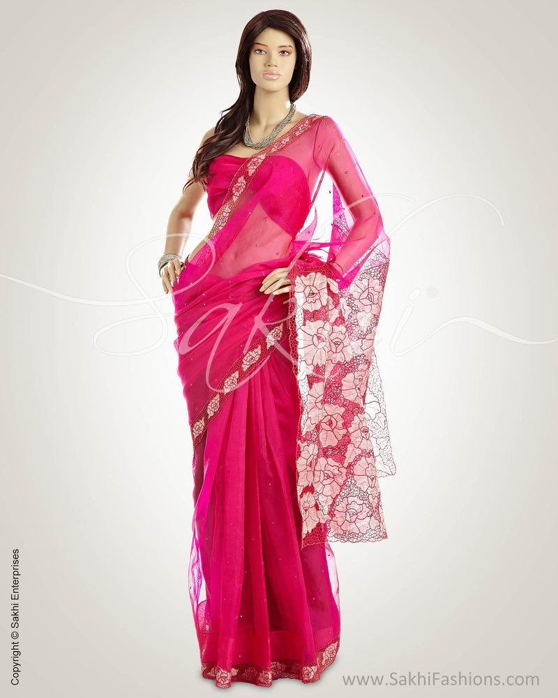 MSO-2689 - Pink & Silver Pure Organza silk Saree