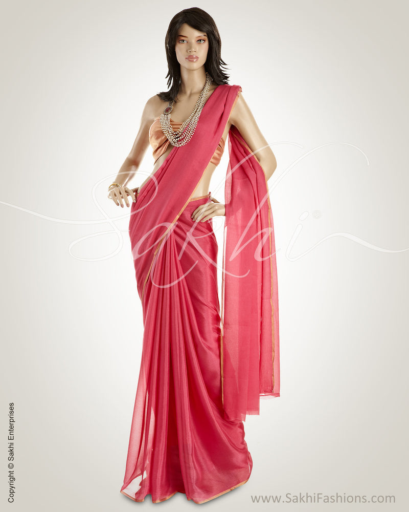 MSO-2709 Pink & Gold Pure Crepe Silk Saree