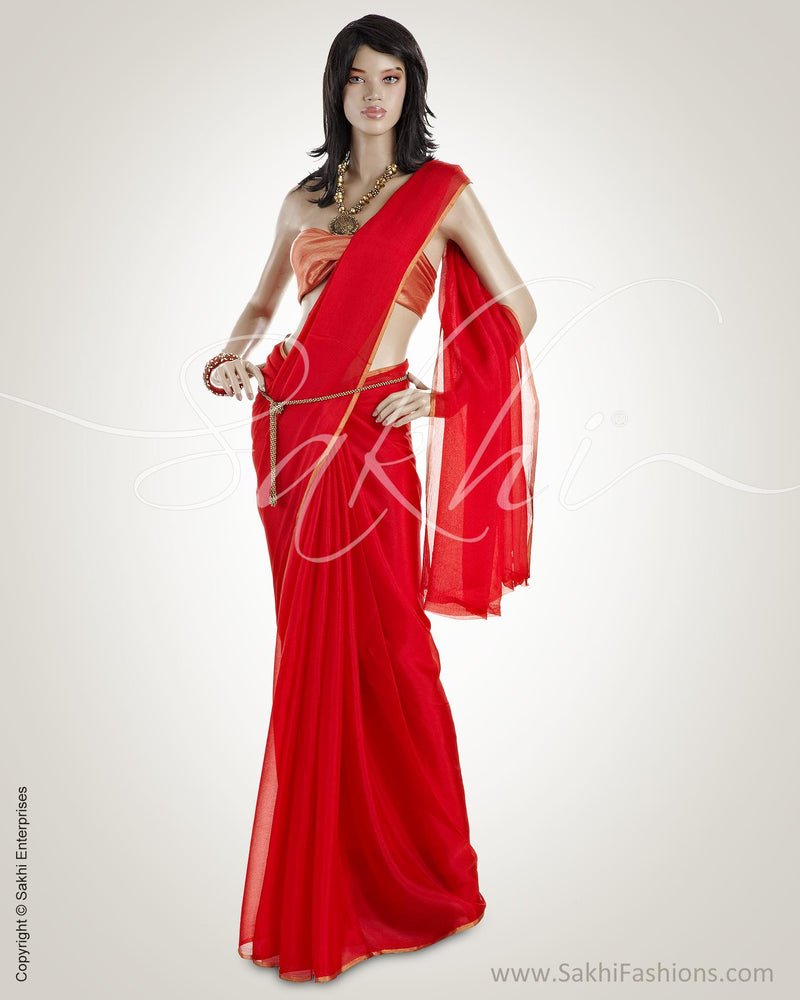 MSO-2714 Red & Gold Pure Crepe Silk Saree
