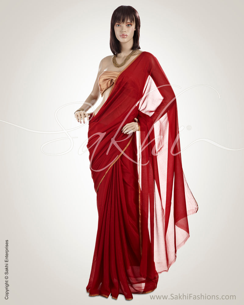 MSO-2739 Brown Pure Y-Crepe Saree
