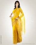 MSO-3076 Yellow & Gold Pure Organza Silk Saree