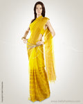MSO-3077 Yellow & Gold Pure Organza Silk Saree