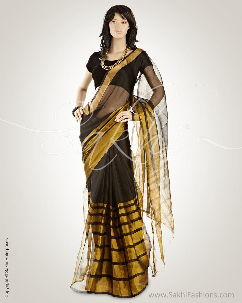 MSO-3083 Black & Gold Pure Organza Silk Saree
