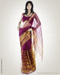 MSO-3088 Purple & Gold Pure Organza Silk Saree
