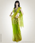 MSO-3090 Green & Gold Pure Organza Silk Saree