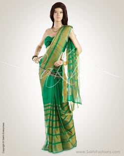 MSO-3106 Green & Gold Pure Organza Silk Saree