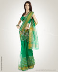 MSO-3111 Green & Gold Pure Organza Silk Saree