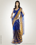 MSO-3119 Blue & Gold Pure Organza Silk Saree