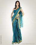 MSO-3127 Blue & Gold Pure Organza Silk Saree