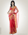 MSO-3135 Pink & Gold Pure Organza Silk Saree