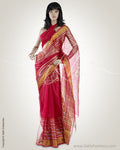 MSO-3139 Pink & Gold Pure Organza Silk Saree