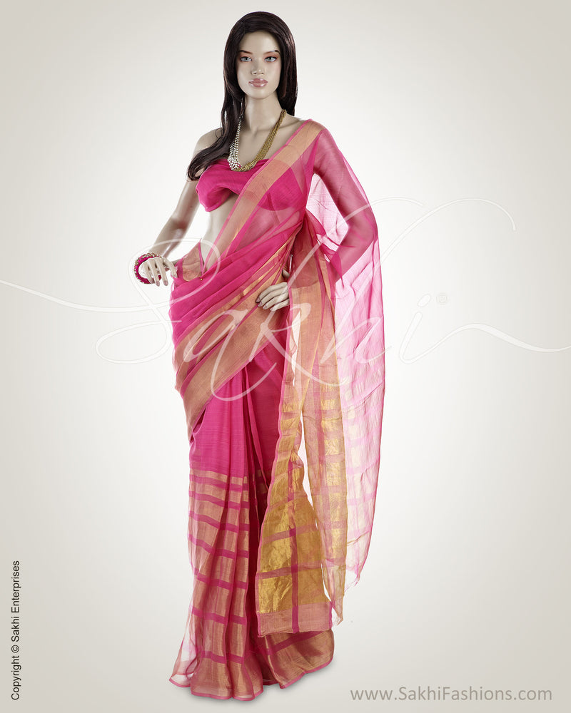 MSO-3151 Pink & Gold Pure Organza Silk Saree