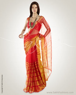 MSO-3157 Pink & Gold Pure Organza Silk Saree