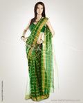 MSO-3194 Green & Gold Pure Organza Silk Saree