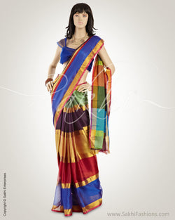 MSO-3201 Multi & Gold Pure Silk Kota Saree