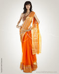 MSO-3205 Orange & Gold Pure Organza Silk Saree