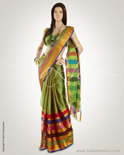 MSO-3216 Green & Multi Pure Silk Kota Saree