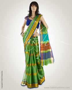 MSO-3217 Green & Gold Pure Silk Kota Saree
