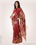 MSO-3248 - Maroon & Multi Pure Organza Silk Saree