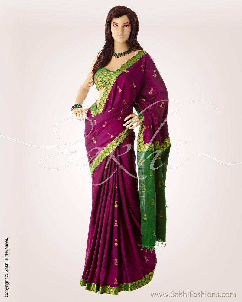 MSO-327 - Purple & Green Pure Kanchivaram Silk Saree
