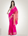 MSO-3694 Pink & Gold Pure Dupion Silk Saree
