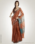 MSO-3712 Brown & Green Pure Tussar Silk Saree