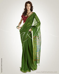 MSO-3730 Green & Multi Pure Tussar Silk Saree