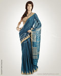 MSO-3745 Blue & Gold Pure Tussar Silk Saree