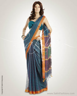 MSO-3762 Blue & Multi Pure Tussar Silk Saree