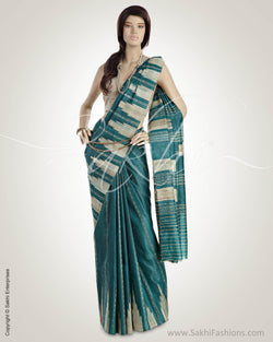 MSO-3818 Green & Beige Pure Tussar Silk Saree