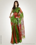 MSO-3838 Green & Maroon Pure Tussar Silk Saree