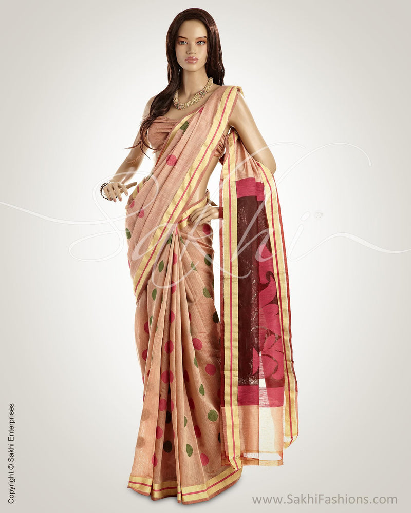 MSO-4033 Peach & Gold Pure Chanderi  Saree