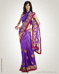 MSO-4047 Purple & Gold Faux Chiffon Saree