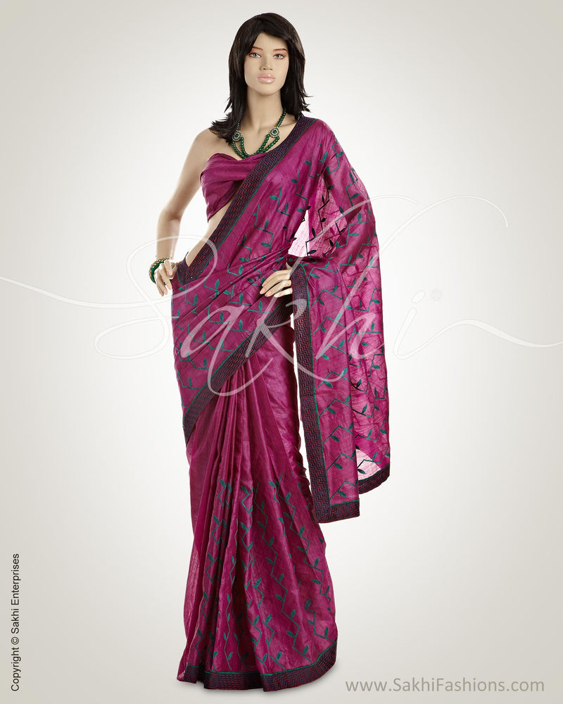 MSO-4061 Purple & Green Pure Tussar Silk Saree