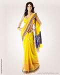 MSO-4098 - Blue & Yellow Pure Chanderi  Saree
