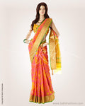 MSO-525 - Orange & Pink Pure Organza Silk Saree