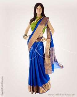 MSO-529 - Blue & Green Pure Banarasi Silk Saree