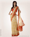 MSO-5573 - Beige & Orange Pure Silk Kota Saree